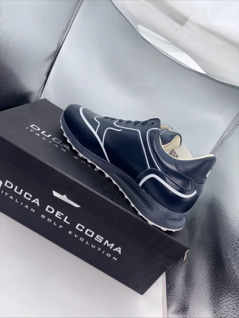 Duca Del Cosma golf shoes Navy Leather Trainer size 8